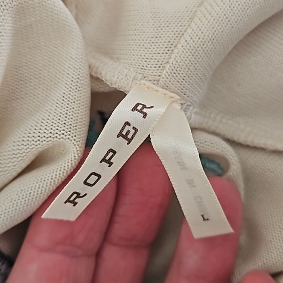 Roper Womens Cream Aztec Knit Cardigan Women Large - Picture 4 of 9